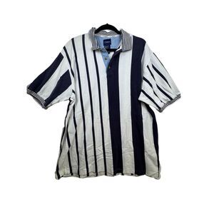 Vintage 90's Catalina Polo Men's XL Blue White Vertical Striped Cotton